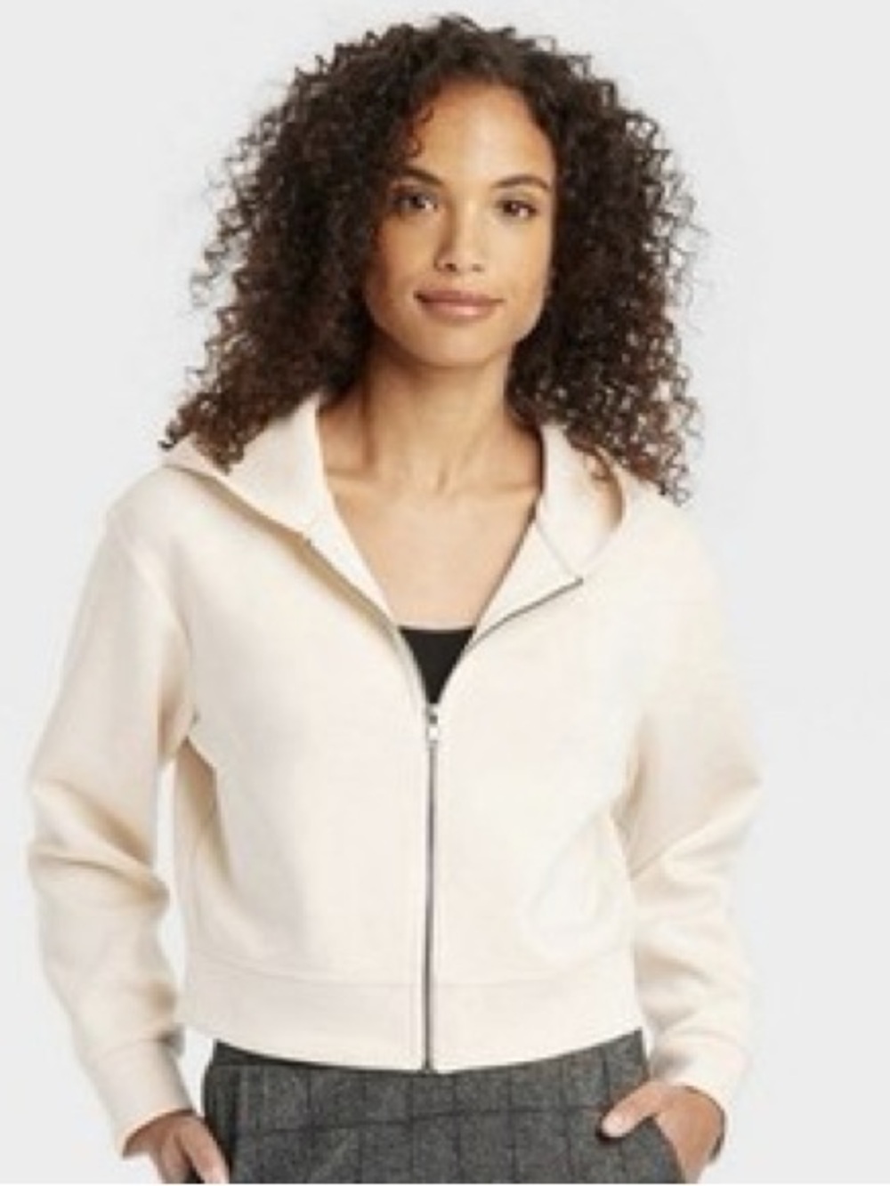 a new day Cream Zip Front Hoodie L